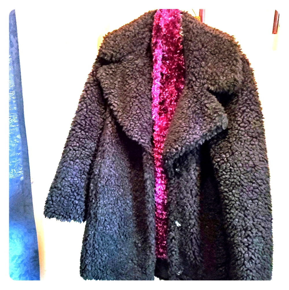 Black fury mid thigh coat